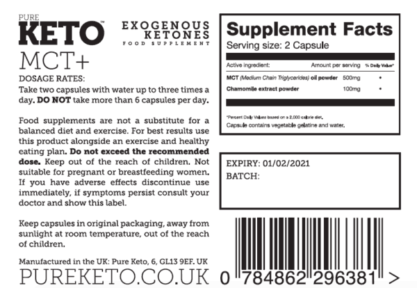 Pure Keto MCT oil powder ingredients
